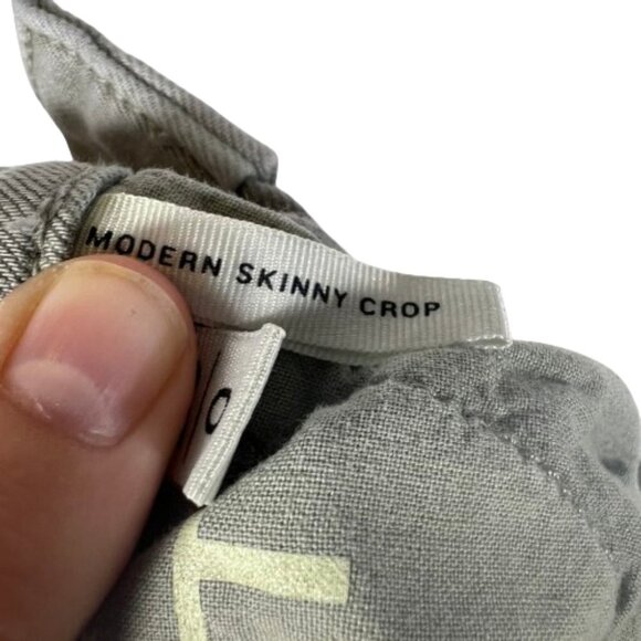 Loft‎ Womens Jeans Modern Skinny Crop Raw Hem Stretch Light Sage Green Size 25 - Picture 8 of 9